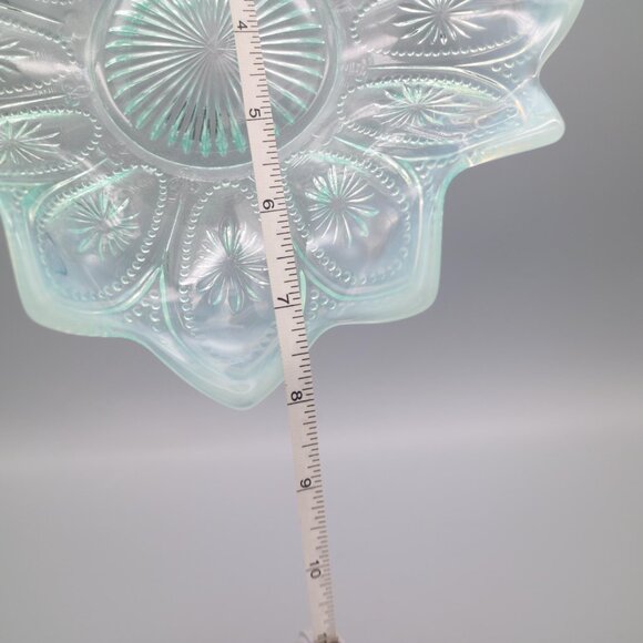 Antique Northwood Spokes and Wheels Pattern Blue Opalescent Glass Bowl c1906 - Picture 8 of 8